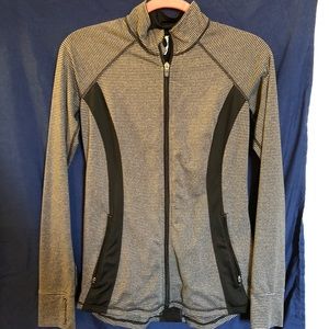 Gray and Black Striped Athletic Jacket